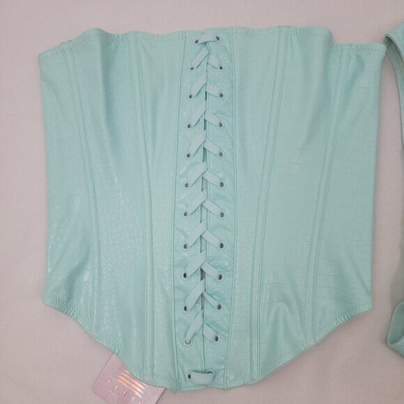 SAVAGE X FENTY Womens MEDIUM Queen of the Galaxy Corset Panty Light Blue Set NWT - Picture 2 of 11